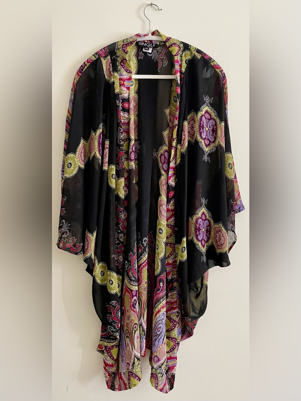 🌶️ Single Plus Size Sheer Paisley Open-Front Kimono 🌶️
